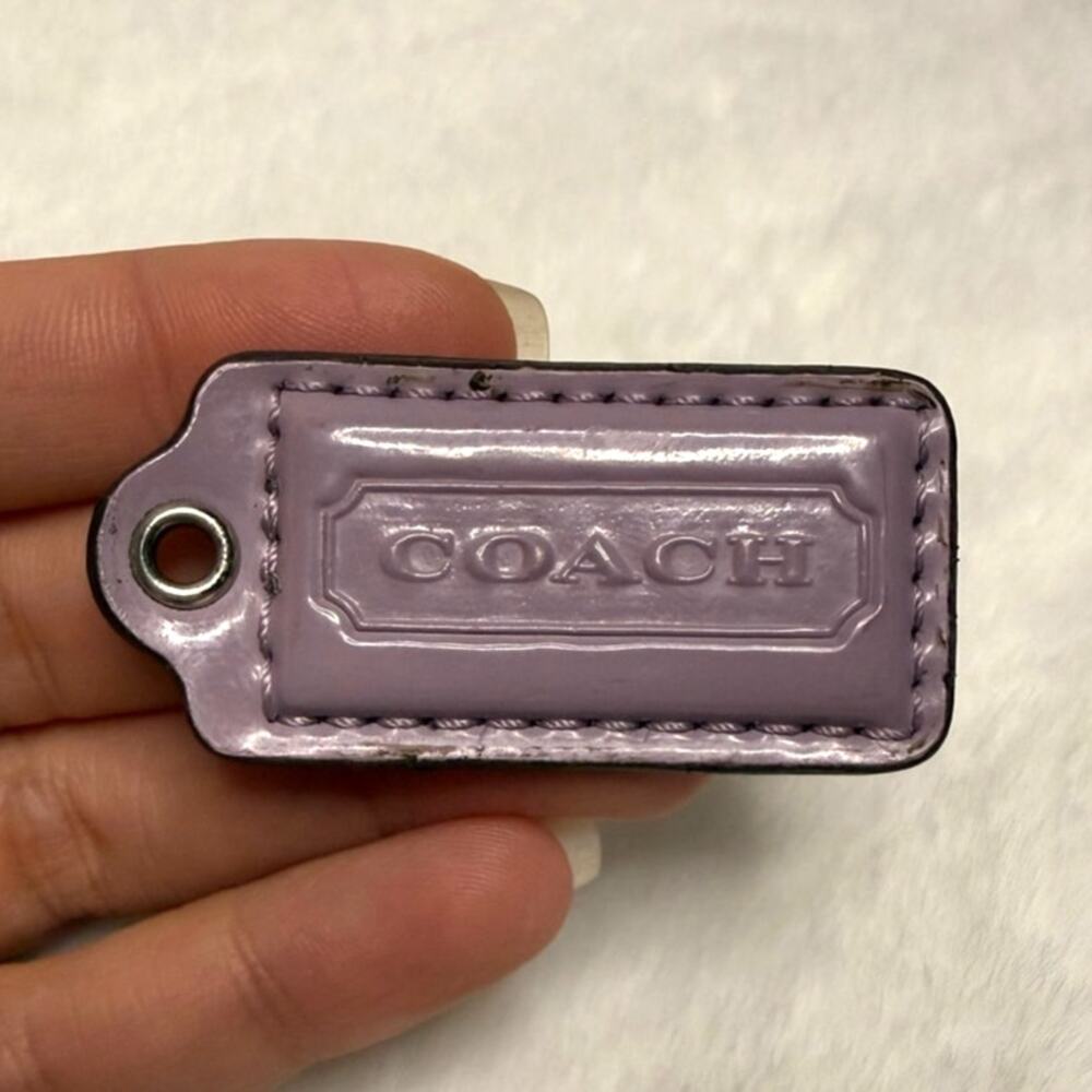 1.5” COACH Purple Fob Bag Charm Hang tag Hangtag